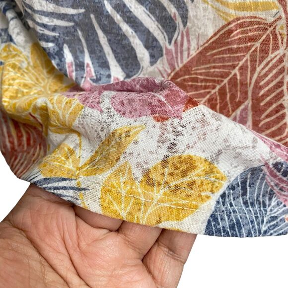 Isle Easentials Multicolor Leaf Print Top Blouse Tie Front Small 10-12 - Picture 5 of 10